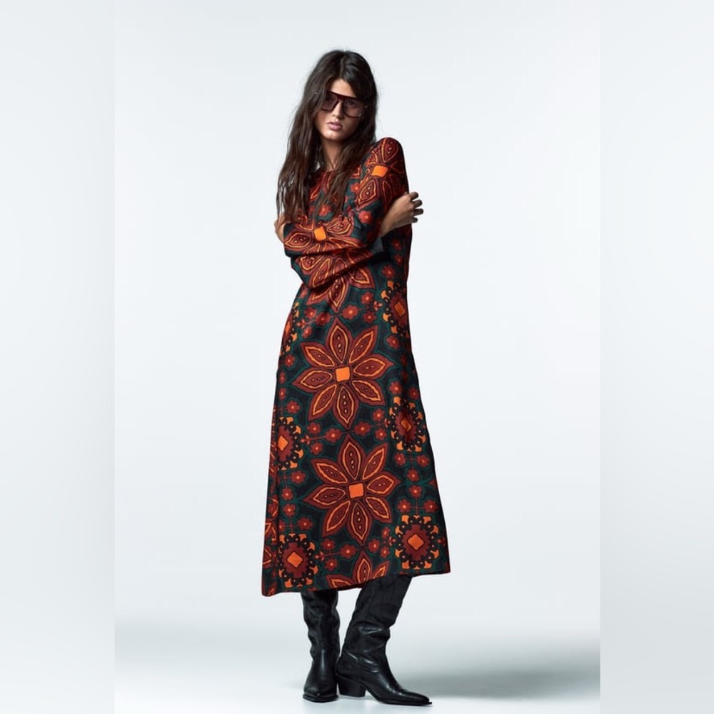 Zara PRINTED MIDI DRESS